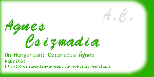 agnes csizmadia business card
